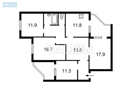 Продаж 4 кімнатної квартири (109,7/57/11,8), 6 пов. 16 пов. будинку, <a class="location-link" href="/kiev/" title="Недвижимость Київ">Київ</a>, <a class="location-link" href="/kiev/darnickij/" title="Недвижимость Дарницький район">Дарницький р-н</a>, Петра Григоренка просп., 1А (изображение 7)