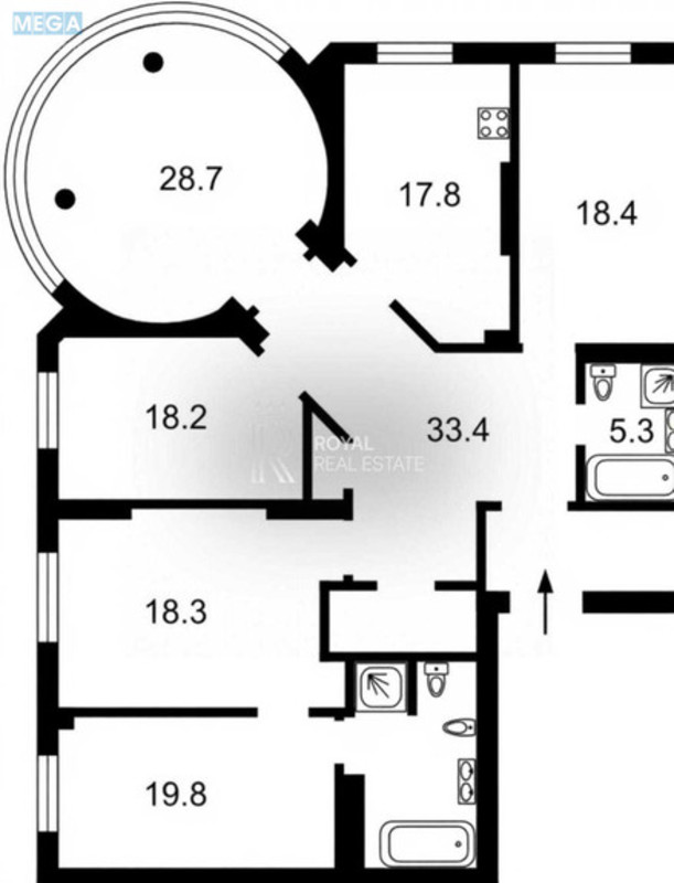 Продаж 5 кімнатної квартири (169/103/18), 17 пов. 21 пов. будинку, <a class="location-link" href="/kiev/" title="Недвижимость Київ">Київ</a>, <a class="location-link" href="/kiev/shevchenkovskij/" title="Недвижимость Шевченківський район">Шевченківський р-н</a>, Дмитрівська вул., 75 (изображение 21)
