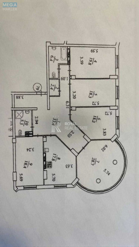 Продаж 5 кімнатної квартири (169/103/18), 17 пов. 21 пов. будинку, <a class="location-link" href="/kiev/" title="Недвижимость Київ">Київ</a>, <a class="location-link" href="/kiev/shevchenkovskij/" title="Недвижимость Шевченківський район">Шевченківський р-н</a>, Дмитрівська вул., 75 (изображение 22)