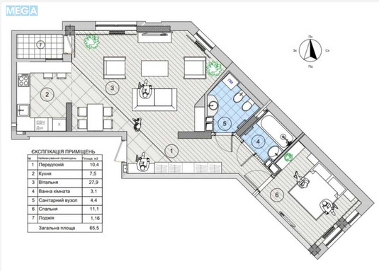 Оренда 2 кімнатної квартири, <a class="location-link" href="/kiev/" title="Недвижимость Київ">Київ</a>, <a class="location-link" href="/kiev/svyatoshinskij/" title="Недвижимость Святошинський район">Святошинський р-н</a>, Берестейський просп., 67 (изображение 23)
