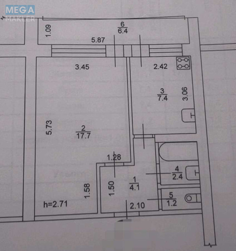 Продаж 1 кімнатної квартири (40/18/8), 1 пов. 9 пов. будинку, <a class="location-link" href="/kiev/" title="Недвижимость Київ">Київ</a>, <a class="location-link" href="/kiev/pecherskij/" title="Недвижимость Печерський район">Печерський р-н</a>, Василия Тютюнника ул., 22-26 (изображение 2)
