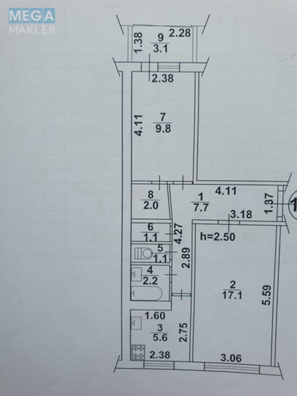 Продаж 2 кімнатної квартири (50/30/6), 6 пов. 9 пов. будинку, <a class="location-link" href="/kiev/" title="Недвижимость Київ">Київ</a>, <a class="location-link" href="/kiev/obolonskij/" title="Недвижимость Оболонський район">Оболонський р-н</a>, Маршала Рокоссовського просп., 4 (изображение 2)