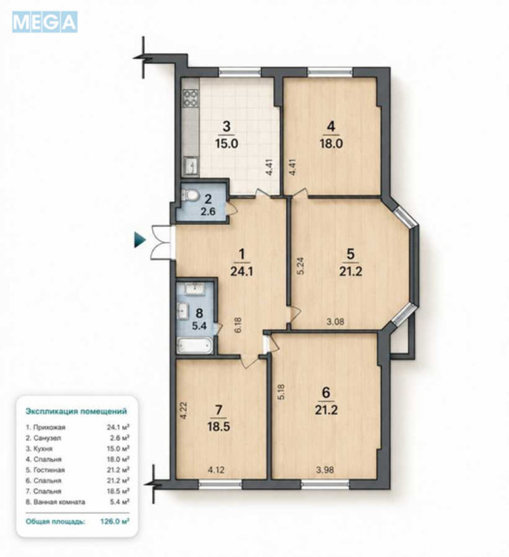 Продаж 4 кімнатної квартири (126/79/15), 3 пов. 30 пов. будинку, <a class="location-link" href="/kiev/" title="Недвижимость Київ">Київ</a>, <a class="location-link" href="/kiev/darnickij/" title="Недвижимость Дарницький район">Дарницький р-н</a>, Александра Мишуги ул., 12 (изображение 25)