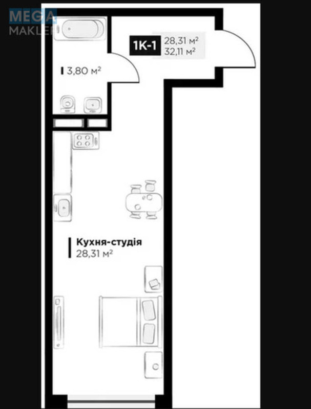Продаж 1 кімнатної квартири (32,1/14/16), 14 пов. 16 пов. будинку, <a class="location-link" href="/kiev/" title="Недвижимость Київ">Київ</a>, <a class="location-link" href="/kiev/goloseevskij/" title="Недвижимость Голосіївський район">Голосіївський р-н</a>, Метрологічна вул., 13а (изображение 8)