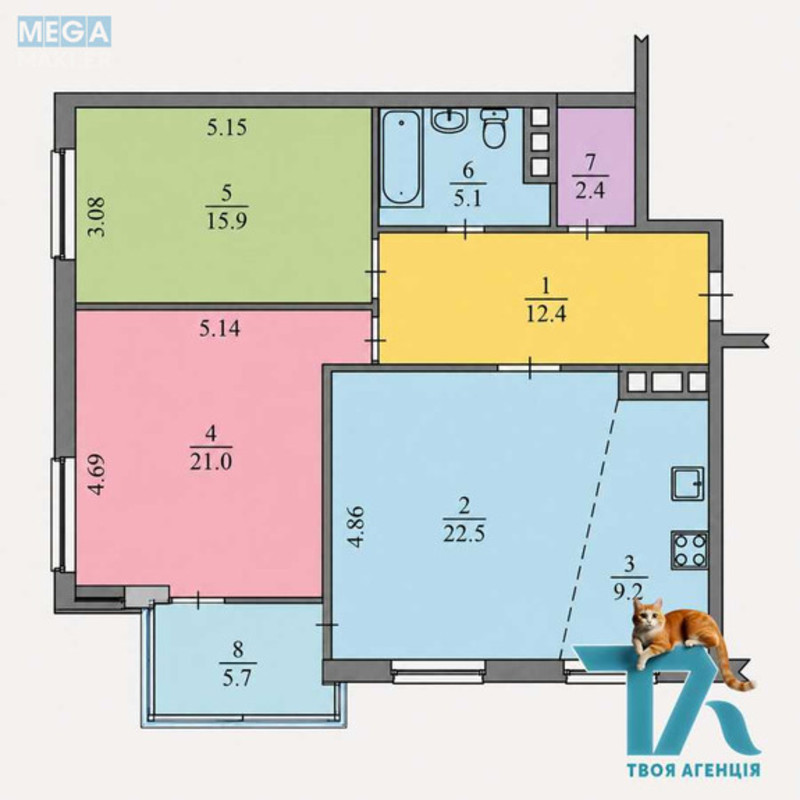 Продаж 3 кімнатної квартири (94/59/32), 2 пов. 16 пов. будинку, <a class="location-link" href="/kiev/" title="Недвижимость Київ">Київ</a>, <a class="location-link" href="/kiev/svyatoshinskij/" title="Недвижимость Святошинський район">Святошинський р-н</a>, Анатолия Петрицкого ул., 17А (изображение 23)