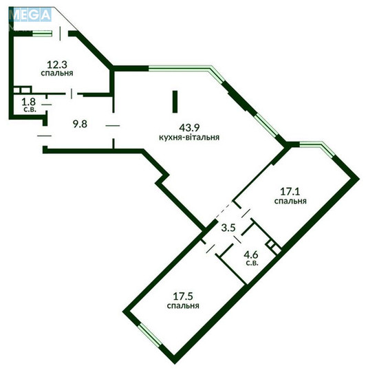 Продаж 3 кімнатної квартири (112/47/25), 16 пов. 17 пов. будинку, <a class="location-link" href="/kiev/" title="Недвижимость Київ">Київ</a>, <a class="location-link" href="/kiev/goloseevskij/" title="Недвижимость Голосіївський район">Голосіївський р-н</a>, Академіка Вільямса вул., 3/7 (изображение 2)