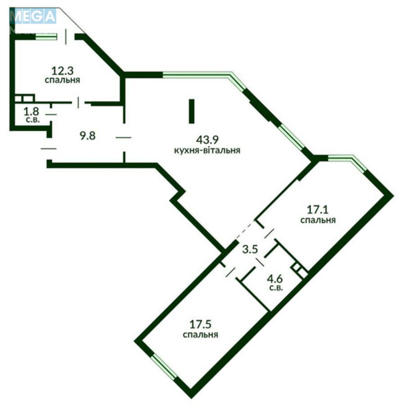 Продаж 3 кімнатної квартири (112/47/25), 16 пов. 17 пов. будинку, <a class="location-link" href="/kiev/" title="Недвижимость Київ">Київ</a>, <a class="location-link" href="/kiev/goloseevskij/" title="Недвижимость Голосіївський район">Голосіївський р-н</a>, Академіка Вільямса вул., 3/7 (изображение 2)