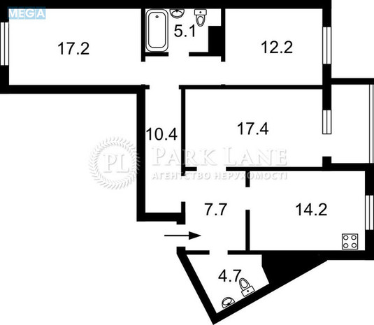 Продаж 3 кімнатної квартири (93/58/16), 20 пов. 22 пов. будинку, <a class="location-link" href="/kiev/" title="Недвижимость Київ">Київ</a>, <a class="location-link" href="/kiev/darnickij/" title="Недвижимость Дарницький район">Дарницький р-н</a>, Урлівська вул., 17 (изображение 2)