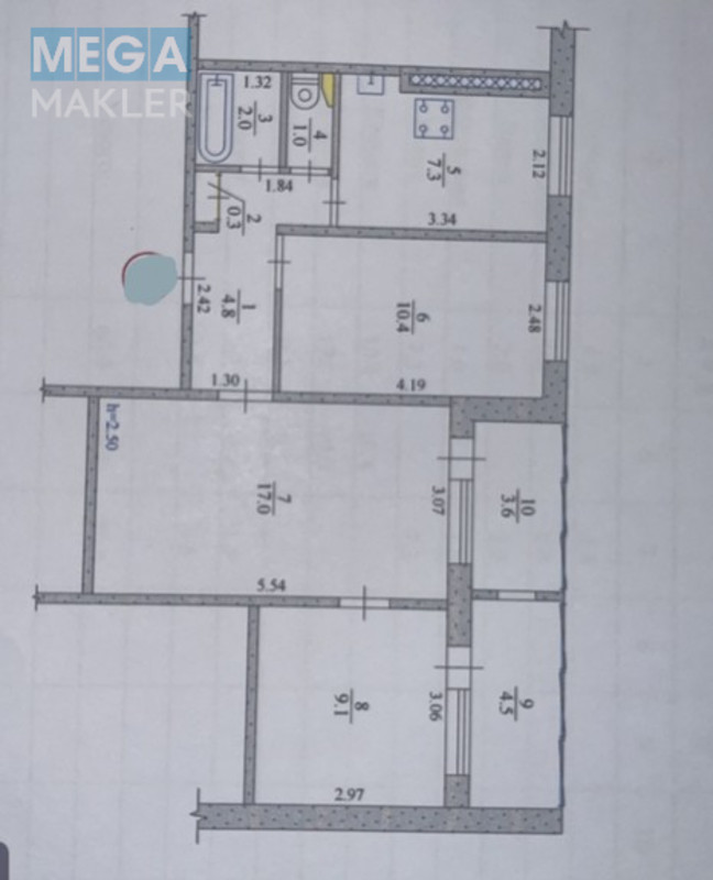 Продаж 3 кімнатної квартири (57/40/8), 6 пов. 9 пов. будинку, <a class="location-link" href="/dnepropetrovsk/" title="Недвижимость Дніпра">Дніпро</a>, <a class="location-link" href="/dnepropetrovsk/industrialnyj/" title="Недвижимость Індустріальний район">Індустріальний р-н</a>, Калиновая (изображение 6)