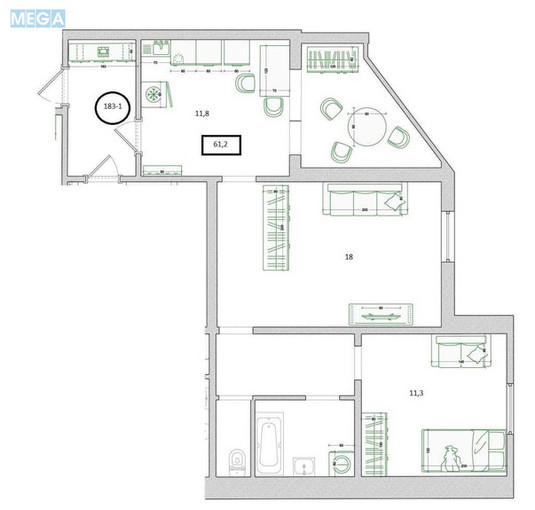 Продаж 2 кімнатної квартири (61,2/?/11,8), 1 пов. 16 пов. будинку, <a class="location-link" href="/kiev/" title="Недвижимость Київ">Київ</a>, <a class="location-link" href="/kiev/darnickij/" title="Недвижимость Дарницький район">Дарницький р-н</a>, Вишняковская ул., 7а (изображение 7)