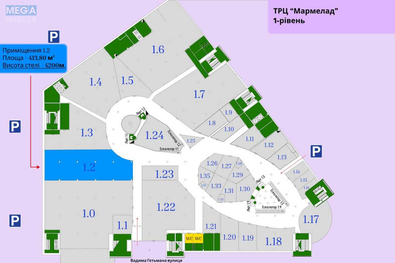 Оренда комерційної нерухомості, 414&nbsp;кв.м, под магазин, <a class="location-link" href="/kiev/" title="Недвижимость Київ">Київ</a>, <a class="location-link" href="/kiev/solomenskij/" title="Недвижимость Солом'янський район">Солом'янський р-н</a>, Борщагівська вул., 154 (изображение 2)
