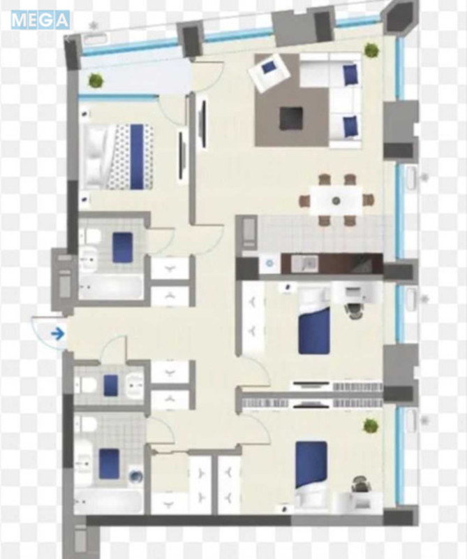 Продаж 3 кімнатної квартири (105,2/65/32,3), 21 пов. 26 пов. будинку, <a class="location-link" href="/kiev/" title="Недвижимость Київ">Київ</a>, <a class="location-link" href="/kiev/darnickij/" title="Недвижимость Дарницький район">Дарницький р-н</a>, Зарічна вул., 2к1 (изображение 3)