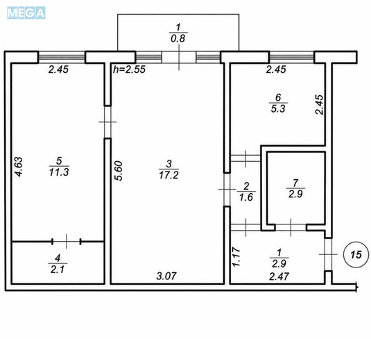 Продаж 2 кімнатної квартири (44/?/5,3), 4 пов. 4 пов. будинку, <a class="location-link" href="/vasilkov/" title="Недвижимость Васильків">Васильків</a>, Фрунзе (изображение 16)