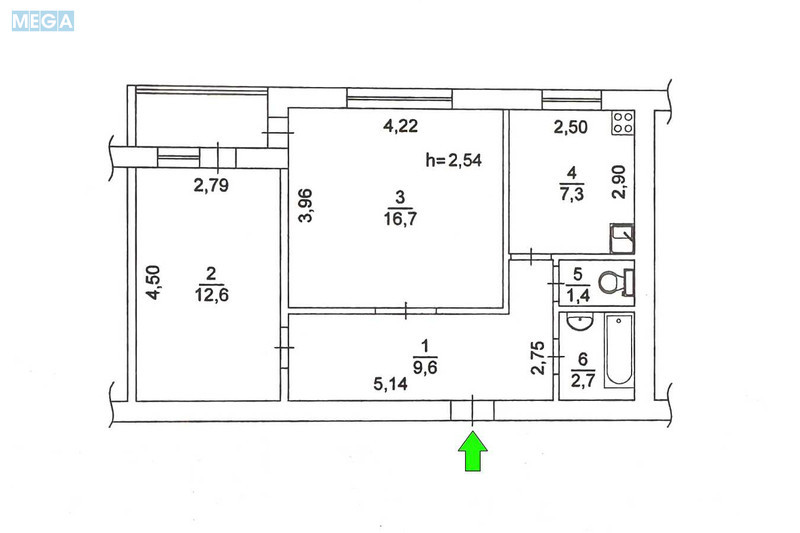 Продаж 2 кімнатної квартири (54/29/7), 6 пов. 9 пов. будинку, <a class="location-link" href="/kiev/" title="Недвижимость Київ">Київ</a>, <a class="location-link" href="/kiev/darnickij/" title="Недвижимость Дарницький район">Дарницький р-н</a>, Харківське шосе, 55 (изображение 2)