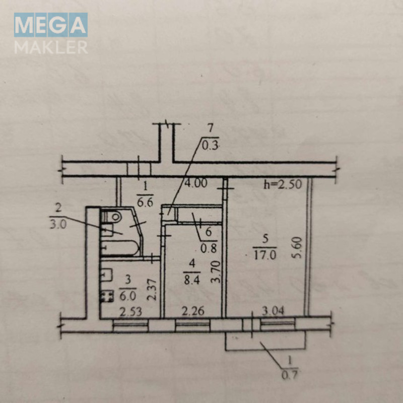 Продаж 2 кімнатної квартири (43/25/6), 3 пов. 5 пов. будинку, <a class="location-link" href="/dnepropetrovsk/" title="Недвижимость Дніпра">Дніпро</a>, <a class="location-link" href="/dnepropetrovsk/babushkinskij/" title="Недвижимость Бабушкінський район">Бабушкінський р-н</a>, Грушевського (изображение 2)