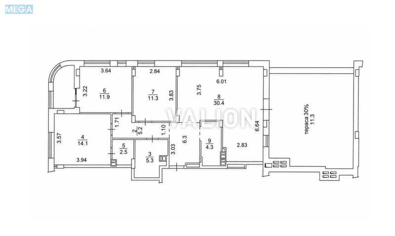 Продаж 3 кімнатної квартири (107/37,3/30,4), 8 пов. 9 пов. будинку, <a class="location-link" href="/kiev/" title="Недвижимость Київ">Київ</a>, <a class="location-link" href="/kiev/goloseevskij/" title="Недвижимость Голосіївський район">Голосіївський р-н</a>, Тадея Рильского бульв., 4 (изображение 2)
