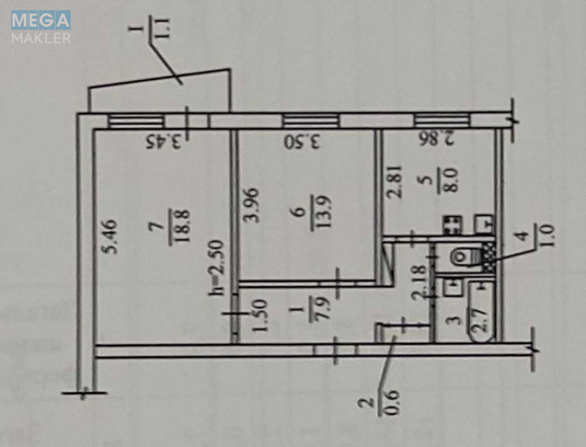 Продаж 2 кімнатної квартири (54/40/8), 8 пов. 9 пов. будинку, <a class="location-link" href="/dnepropetrovsk/" title="Недвижимость Дніпра">Дніпро</a>, Топол3, 13 (изображение 3)