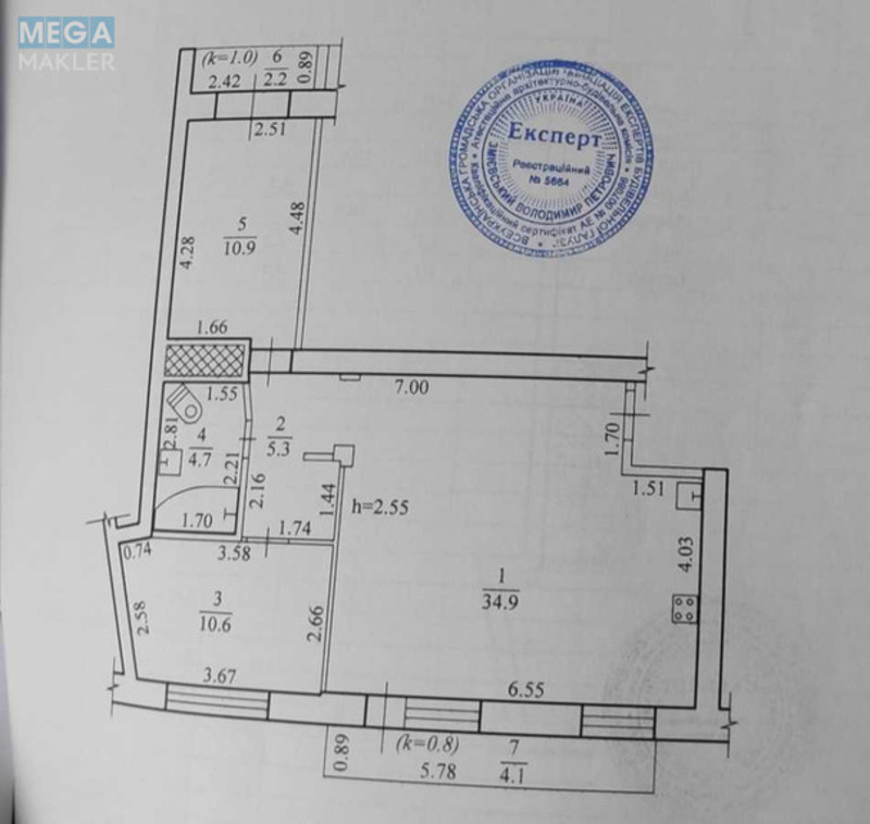Продаж 3 кімнатної квартири (73/42/28), 6 пов. 9 пов. будинку, <a class="location-link" href="/dnepropetrovsk/" title="Недвижимость Дніпра">Дніпро</a>, проспект Поля, 42 (изображение 3)