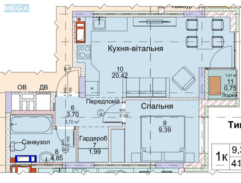 Продаж 1 кімнатної квартири (41/?/20), 24 пов. 26 пов. будинку, <a class="location-link" href="/kiev/" title="Недвижимость Київ">Київ</a>, <a class="location-link" href="/kiev/darnickij/" title="Недвижимость Дарницький район">Дарницький р-н</a>, Армянская ул., 8/127 (изображение 4)