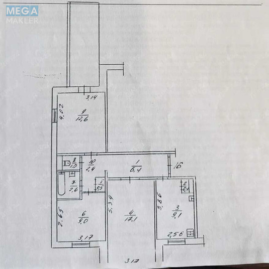 Продаж 3 кімнатної квартири (68/38/9,1), 5 пов. 9 пов. будинку, <a class="location-link" href="/poltava/" title="Недвижимость Полтава">Полтава</a>, <a class="location-link" href="/poltava/kievskij/" title="Недвижимость Київський район">Київський р-н</a>, Курчатова, 13 (изображение 15)