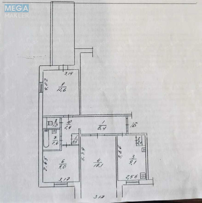 Продаж 3 кімнатної квартири (68/38/9,1), 5 пов. 9 пов. будинку, <a class="location-link" href="/poltava/" title="Недвижимость Полтава">Полтава</a>, <a class="location-link" href="/poltava/kievskij/" title="Недвижимость Київський район">Київський р-н</a>, Курчатова, 13 (изображение 15)