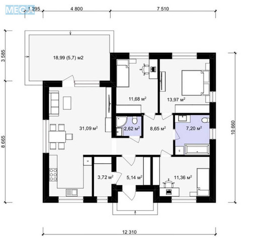 Продаж дома, 1&nbsp; поверх, 115&nbsp;кв.м, 3&nbsp;кімнати, ділянка 7&nbsp;соток, <a class="location-link" href="/zazimya/" title="Недвижимость Зазим'я">Зазим`я</a>, Зазимська (изображение 8)