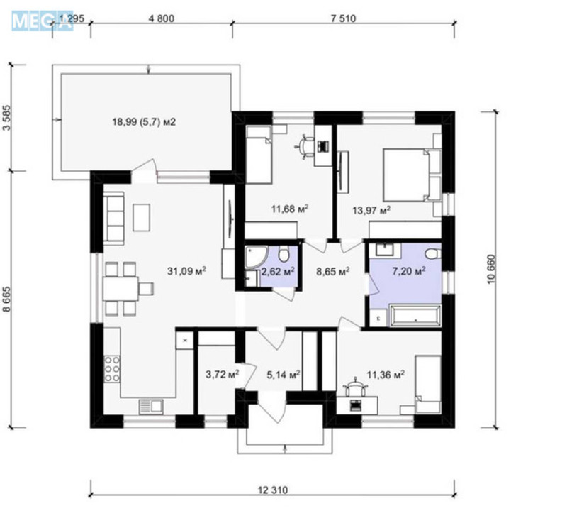 Продаж дома, 1&nbsp; поверх, 115&nbsp;кв.м, 3&nbsp;кімнати, ділянка 7&nbsp;соток, <a class="location-link" href="/zazimya/" title="Недвижимость Зазим'я">Зазим`я</a>, Зазимська (изображение 8)