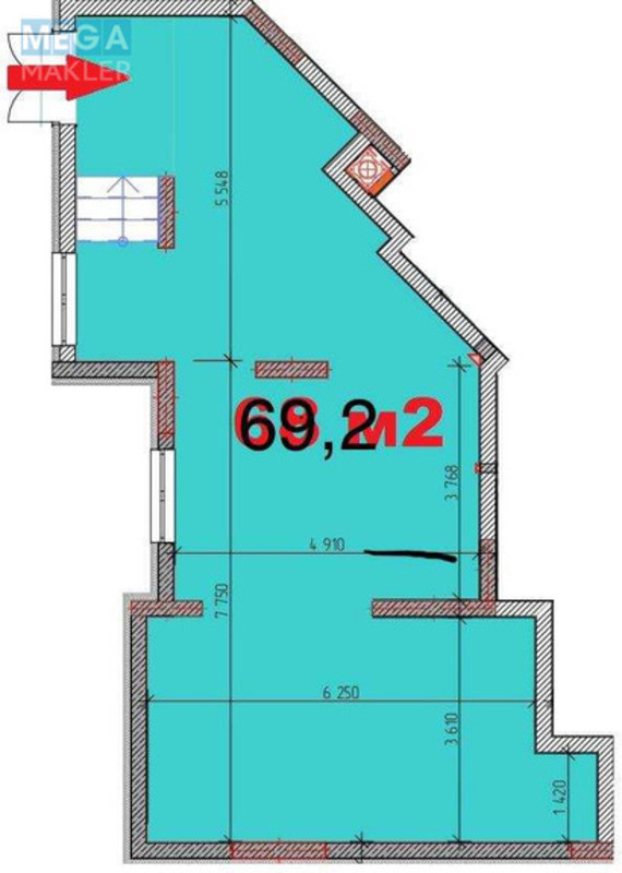 Продаж комерційної нерухомості, 69&nbsp;кв.м, под магазин, <a class="location-link" href="/kryukovshina/" title="Недвижимость Крюківщина">Крюківщина</a>, Єдностi, 5 (изображение 4)