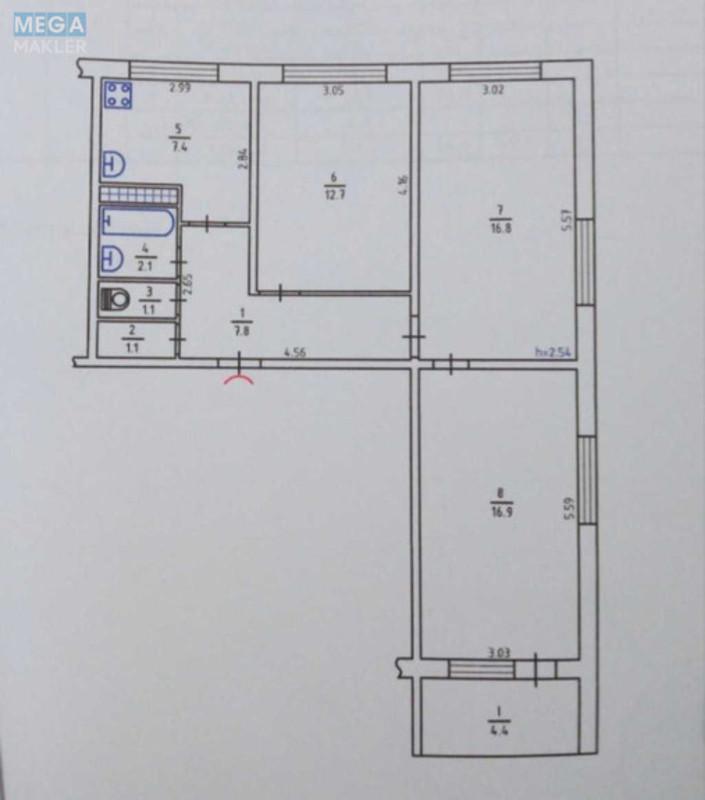 Продаж 3 кімнатної квартири (72/?/7), 10 пов. 12 пов. будинку, <a class="location-link" href="/kiev/" title="Недвижимость Київ">Київ</a>, <a class="location-link" href="/kiev/svyatoshinskij/" title="Недвижимость Святошинський район">Святошинський р-н</a>, Академіка Булаховського вул., 34а (изображение 7)