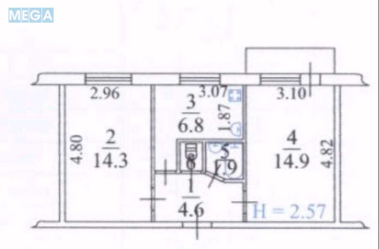 Продаж 2 кімнатної квартири (44,2/29,2/6,8), 4 пов. 5 пов. будинку, <a class="location-link" href="/kiev/" title="Недвижимость Київ">Київ</a>, <a class="location-link" href="/kiev/svyatoshinskij/" title="Недвижимость Святошинський район">Святошинський р-н</a>, Генерала Потапова ул., 1В (изображение 9)