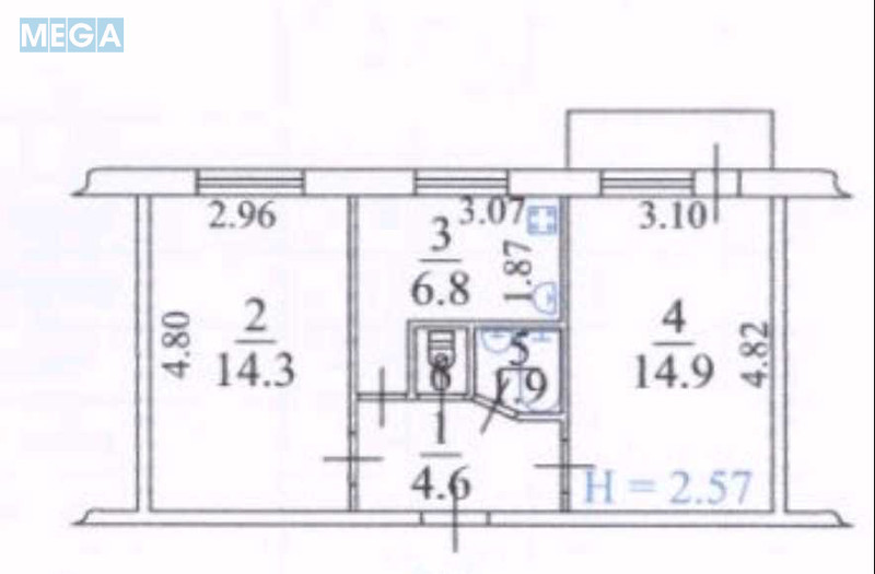 Продаж 2 кімнатної квартири (44,2/29,2/6,8), 4 пов. 5 пов. будинку, <a class="location-link" href="/kiev/" title="Недвижимость Київ">Київ</a>, <a class="location-link" href="/kiev/svyatoshinskij/" title="Недвижимость Святошинський район">Святошинський р-н</a>, Генерала Потапова ул., 1В (изображение 9)