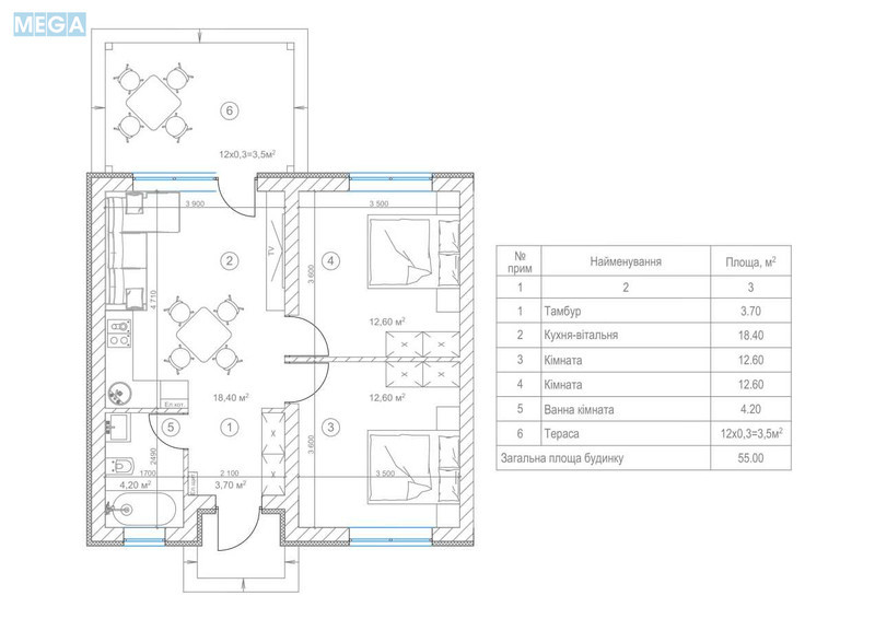 Продаж дома, 1&nbsp; поверх, 55&nbsp;кв.м, 2&nbsp;кімнати, ділянка 3&nbsp;сотки, <a class="location-link" href="/schastlivoe-selo-kv/" title="Недвижимость Щасливі">Щасливе</a>, Полтавська (изображение 4)