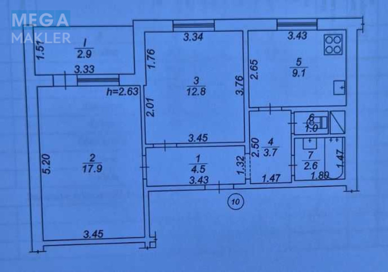 Продаж 2 кімнатної квартири (54/30/9,1), 3 пов. 9 пов. будинку, <a class="location-link" href="/vasilkov/" title="Недвижимость Васильків">Васильків</a>, Військове містечко (изображение 12)