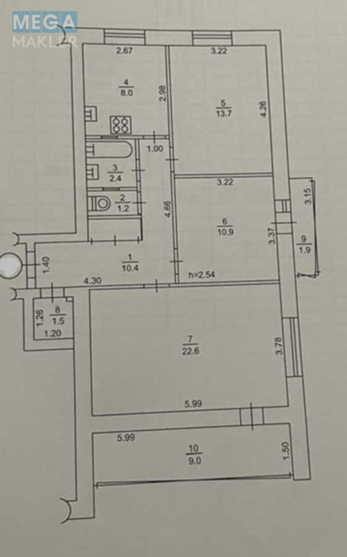 Продаж 3 кімнатної квартири (82/47/8), 2 пов. 9 пов. будинку, <a class="location-link" href="/kiev/" title="Недвижимость Київ">Київ</a>, <a class="location-link" href="/kiev/pecherskij/" title="Недвижимость Печерський район">Печерський р-н</a>, Лабораторний пров., 4 (изображение 2)