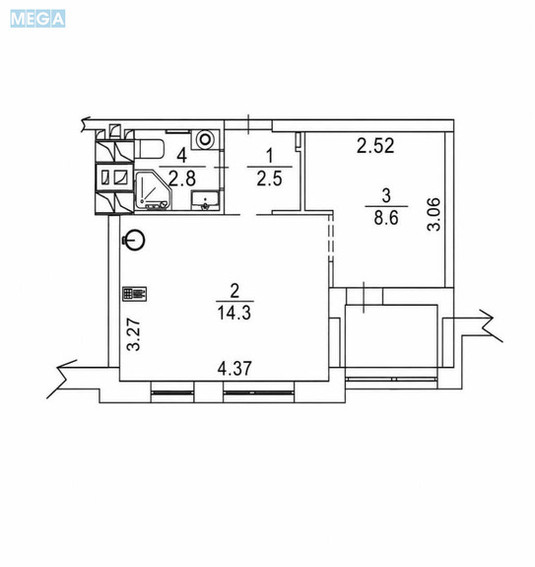 Продаж 1 кімнатної квартири (30/?/14), 3 пов. 9 пов. будинку, <a class="location-link" href="/kiev/" title="Недвижимость Київ">Київ</a>, <a class="location-link" href="/kiev/shevchenkovskij/" title="Недвижимость Шевченківський район">Шевченківський р-н</a>, Салютна вул., 2 (изображение 12)