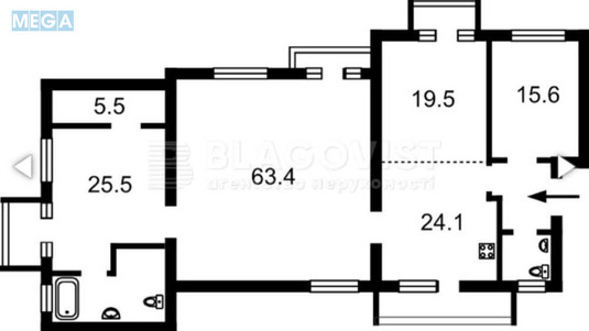 Продаж 4 кімнатної квартири (173/125/25), 5 пов. 5 пов. будинку, <a class="location-link" href="/kiev/" title="Недвижимость Київ">Київ</a>, <a class="location-link" href="/kiev/pecherskij/" title="Недвижимость Печерський район">Печерський р-н</a>, Інститутська вул., 22/7 (изображение 4)