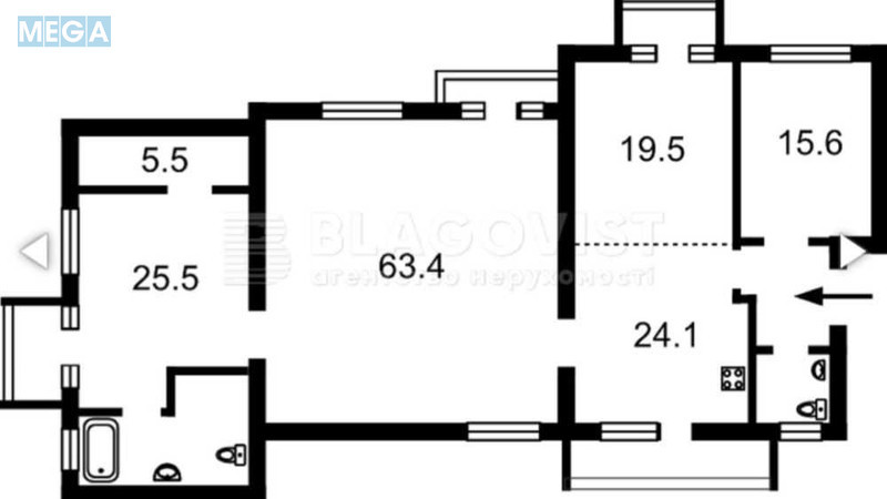 Продаж 4 кімнатної квартири (173/125/25), 5 пов. 5 пов. будинку, <a class="location-link" href="/kiev/" title="Недвижимость Київ">Київ</a>, <a class="location-link" href="/kiev/pecherskij/" title="Недвижимость Печерський район">Печерський р-н</a>, Інститутська вул., 22/7 (изображение 4)