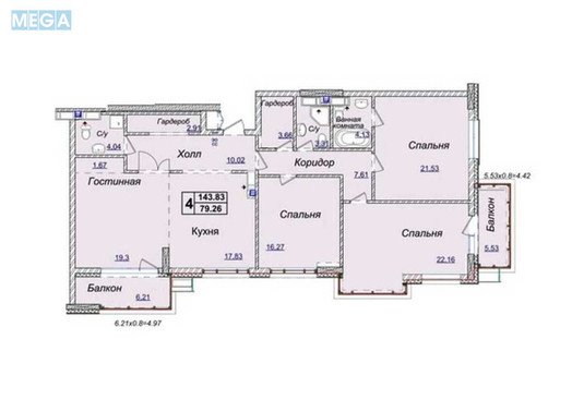 Продаж 3 кімнатної квартири (145,3/?/40), 16 пов. 18 пов. будинку, <a class="location-link" href="/kiev/" title="Недвижимость Київ">Київ</a>, <a class="location-link" href="/kiev/pecherskij/" title="Недвижимость Печерський район">Печерський р-н</a>, Андрія Верхогляда вул., 17б (изображение 4)
