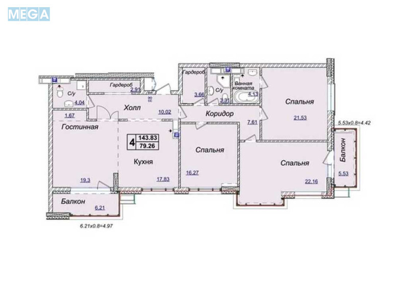Продаж 3 кімнатної квартири (145,3/?/40), 16 пов. 18 пов. будинку, <a class="location-link" href="/kiev/" title="Недвижимость Київ">Київ</a>, <a class="location-link" href="/kiev/pecherskij/" title="Недвижимость Печерський район">Печерський р-н</a>, Андрія Верхогляда вул., 17б (изображение 4)