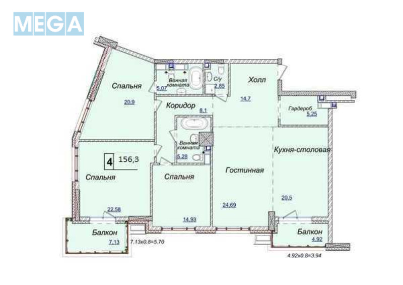 Продаж 4 кімнатної квартири (156,3/?/40), 6 пов. 22 пов. будинку, <a class="location-link" href="/kiev/" title="Недвижимость Київ">Київ</a>, <a class="location-link" href="/kiev/pecherskij/" title="Недвижимость Печерський район">Печерський р-н</a>, Андрія Верхогляда вул., 17Б (изображение 4)