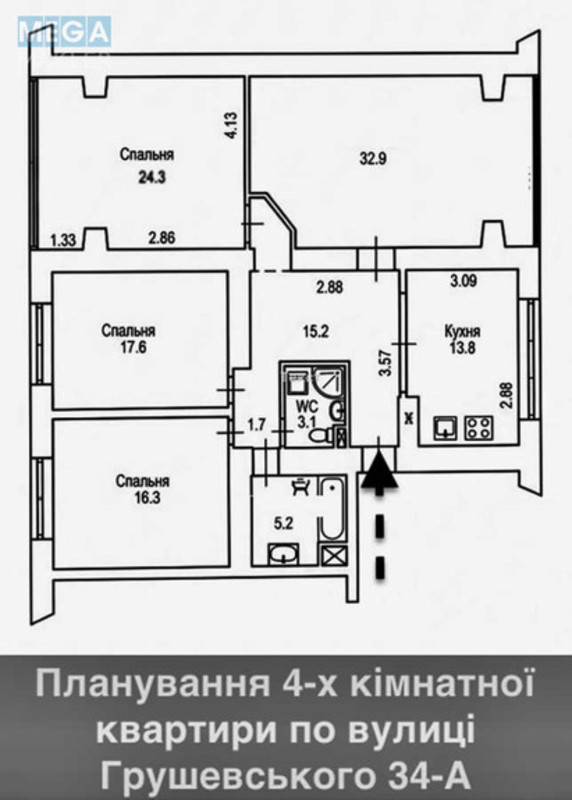 Продаж 4 кімнатної квартири (130/91/14), 1 пов. 10 пов. будинку, <a class="location-link" href="/kiev/" title="Недвижимость Київ">Київ</a>, <a class="location-link" href="/kiev/pecherskij/" title="Недвижимость Печерський район">Печерський р-н</a>, Михайла Грушевського вул. (изображение 16)