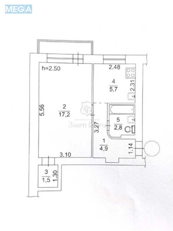Продаж 1 кімнатної квартири (32,1/17,2/5,7), 3 пов. 5 пов. будинку, <a class="location-link" href="/kiev/" title="Недвижимость Київ">Київ</a>, <a class="location-link" href="/kiev/pecherskij/" title="Недвижимость Печерський район">Печерський р-н</a>, Князів Острозьких вул., 36 (изображение 14)