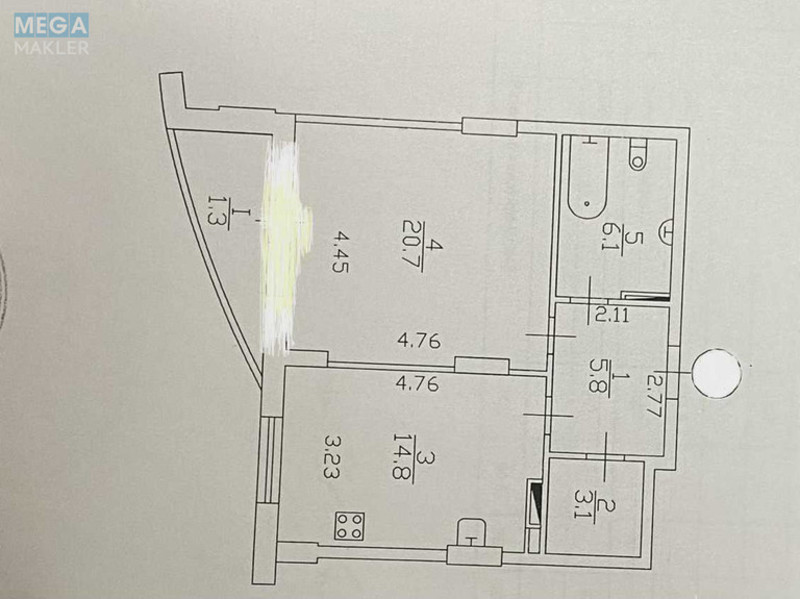 Продаж 1 кімнатної квартири (54/22/22), 12 пов. 18 пов. будинку, <a class="location-link" href="/kiev/" title="Недвижимость Київ">Київ</a>, <a class="location-link" href="/kiev/goloseevskij/" title="Недвижимость Голосіївський район">Голосіївський р-н</a>, Демеевская ул., 13 (изображение 17)