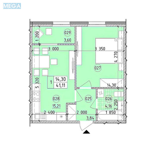 Продаж 1 кімнатної квартири (42/?/19), 14 пов. 21 пов. будинку, <a class="location-link" href="/kiev/" title="Недвижимость Київ">Київ</a>, <a class="location-link" href="/kiev/goloseevskij/" title="Недвижимость Голосіївський район">Голосіївський р-н</a>, Михайла Максимовича вул., 24В (изображение 3)
