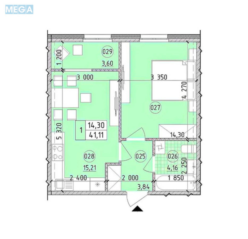 Продаж 1 кімнатної квартири (42/?/19), 14 пов. 21 пов. будинку, <a class="location-link" href="/kiev/" title="Недвижимость Київ">Київ</a>, <a class="location-link" href="/kiev/goloseevskij/" title="Недвижимость Голосіївський район">Голосіївський р-н</a>, Михайла Максимовича вул., 24В (изображение 3)