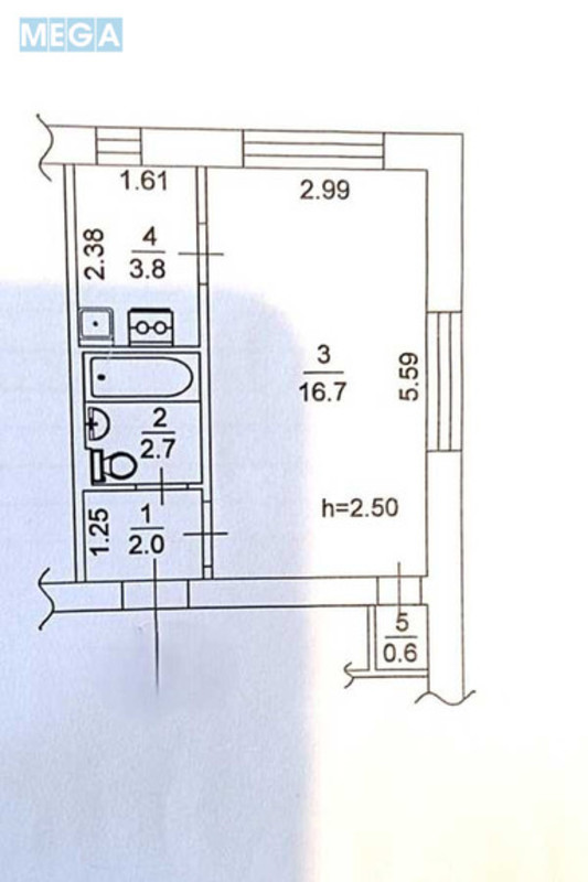 Продаж 1 кімнатної квартири (25,8/16,7/3,8), 5 пов. 5 пов. будинку, <a class="location-link" href="/kiev/" title="Недвижимость Київ">Київ</a>, <a class="location-link" href="/kiev/desnyanskij/" title="Недвижимость Деснянський район">Деснянський р-н</a>, Кубанської України  вул., 29а (изображение 6)