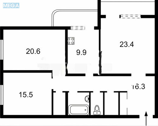 Продаж 3 кімнатної квартири (95,3/?/9,9), 8 пов. 20 пов. будинку, <a class="location-link" href="/kiev/" title="Недвижимость Київ">Київ</a>, <a class="location-link" href="/kiev/pecherskij/" title="Недвижимость Печерський район">Печерський р-н</a>, Старонаводницкая ул., 8а (изображение 2)
