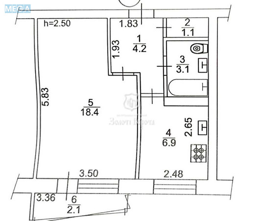 Продаж 1 кімнатної квартири (35,8/18,4/6,9), 1 пов. 9 пов. будинку, <a class="location-link" href="/kiev/" title="Недвижимость Київ">Київ</a>, <a class="location-link" href="/kiev/shevchenkovskij/" title="Недвижимость Шевченківський район">Шевченківський р-н</a>, Лукянівська вул., 11 (изображение 15)