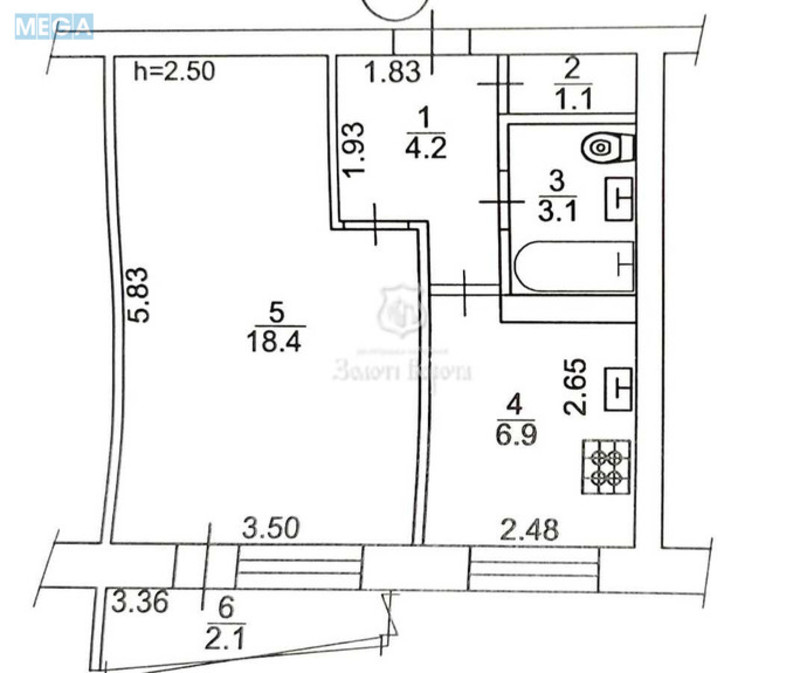 Продаж 1 кімнатної квартири (35,8/18,4/6,9), 1 пов. 9 пов. будинку, <a class="location-link" href="/kiev/" title="Недвижимость Київ">Київ</a>, <a class="location-link" href="/kiev/shevchenkovskij/" title="Недвижимость Шевченківський район">Шевченківський р-н</a>, Лукянівська вул., 11 (изображение 15)