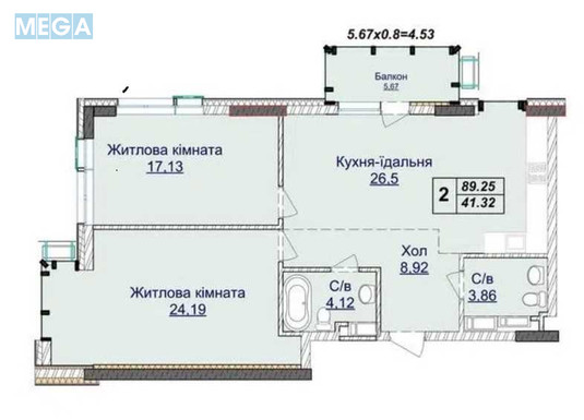 Продаж 2 кімнатної квартири (90/41/27), 9 пов. 20 пов. будинку, <a class="location-link" href="/kiev/" title="Недвижимость Київ">Київ</a>, <a class="location-link" href="/kiev/pecherskij/" title="Недвижимость Печерський район">Печерський р-н</a>, Андрія Верхогляда вул., 22Б (изображение 2)